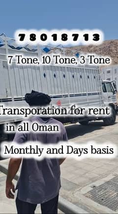 Transportation services and truck for rent monthly, day  basis