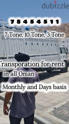 transportation services and truck for rent monthly and days basis 0