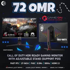 GAMEON COD Fast ips 180Hz FHD 0.5Ms Gaming Monitor - شاشة جيمينج من ج