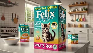 Special Offer: Felix Kitten Food with Jelly - Only 3 RO!