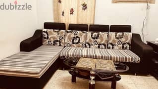 L shape sofa set with center table