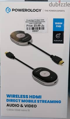 Powerology Wireless HDMI Direct Mobile Streaming Audio Video - NEW