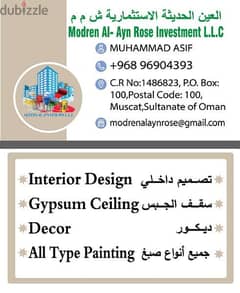 we do all type of painting work ,interior designing and gypsum board