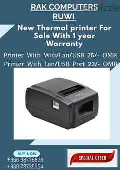 Thermal USB printer with 1 year warranty @ 23 OMR 0