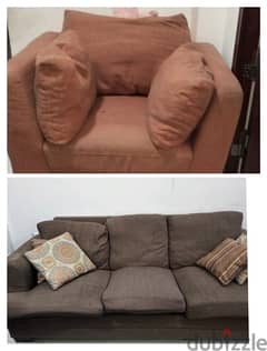 sofa 3 seater and chair- صوفة و كرسي للبيع 0