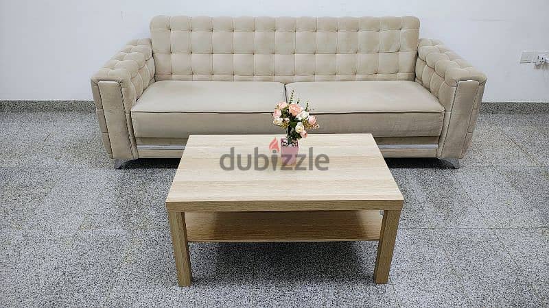 Sofa bed with Storage and a coffee table for sale 9