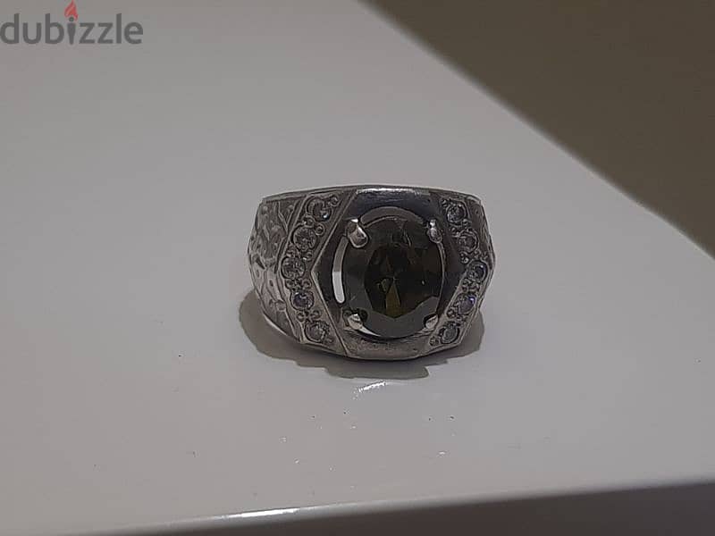 Silver Zircon Diamond Ring For Sale Men Ring خاتم فضي الزركون الماس 0