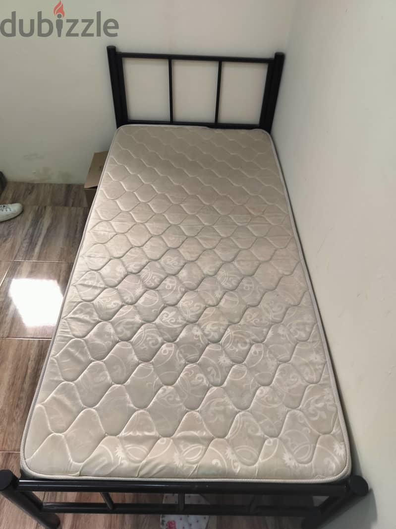 Single steel cot (6.6 x 3 feet) with bed - less usage 1