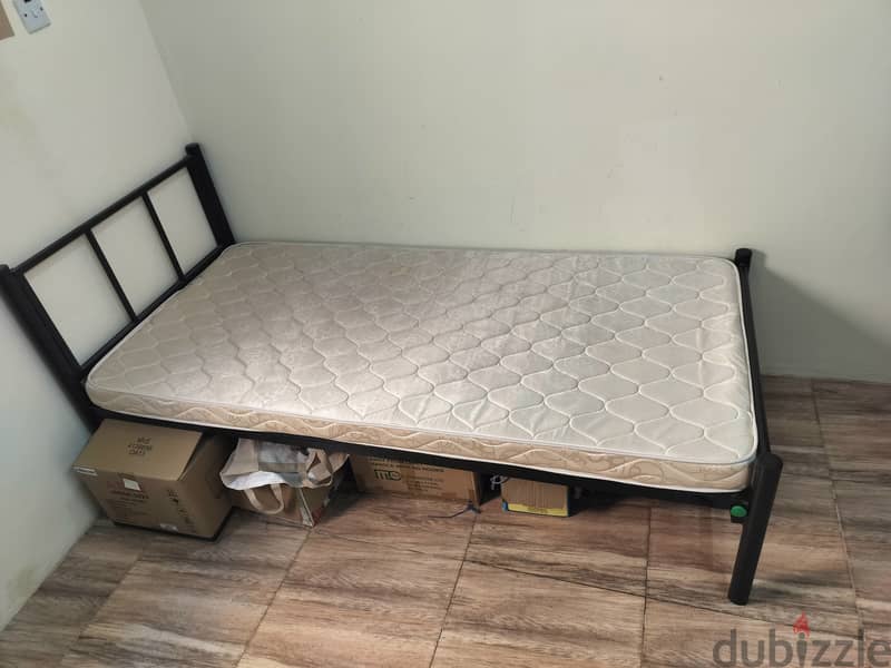 Single steel cot (6.6 x 3 feet) with bed - less usage 2