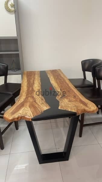 dining table + 4 leather chairs 1