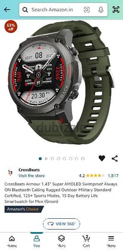 CrossBeats Armour 1.43" Super AMOLED smartwatch with Bluetooth calling 0