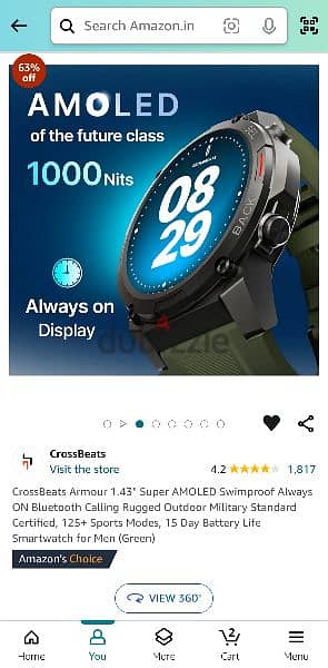 CrossBeats Armour 1.43" Super AMOLED smartwatch with Bluetooth calling 5