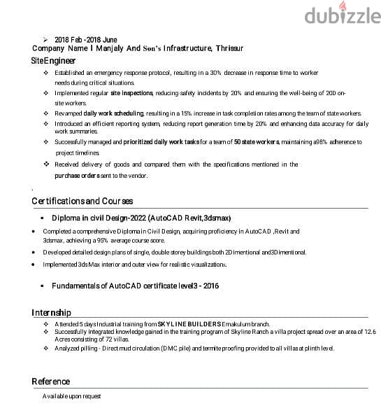 Civil engineer graduate looking for job in construction field. 1