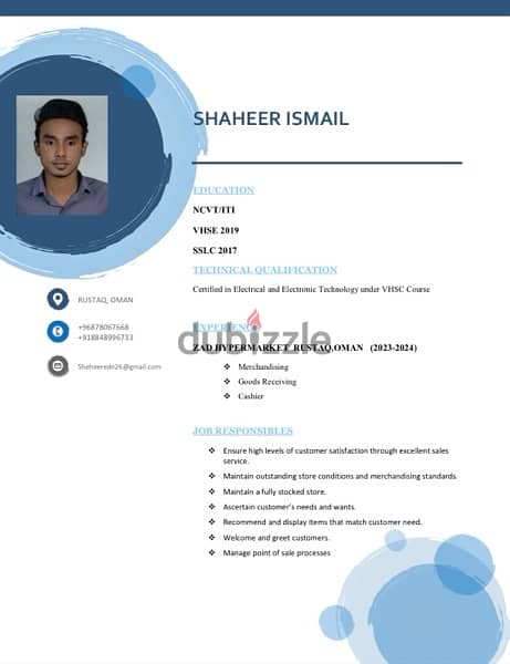 Indian Boy Searching Executive Job, Have Driving License (Oman) 0