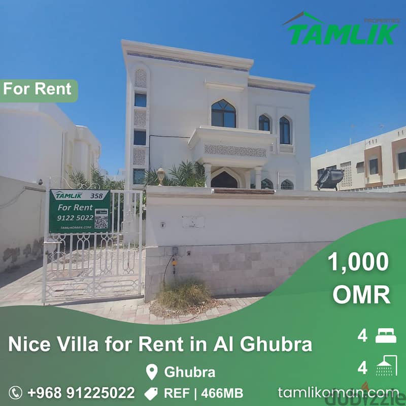 Nice Villa for Rent in Al Ghubra North| REF 466MB 0
