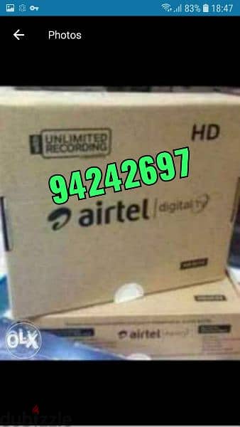 New Airtel Digital HD Receiver with 6months malyalam tami