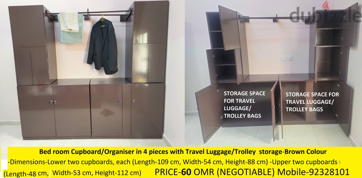 Bed room Cupboard/Organiser in 4 pieces with Travel Luggage storage 2