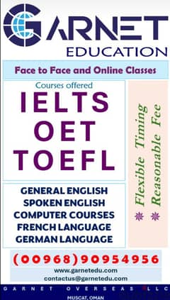 English, IELTS, OET, TOEFL, French, German and Computer courses 0