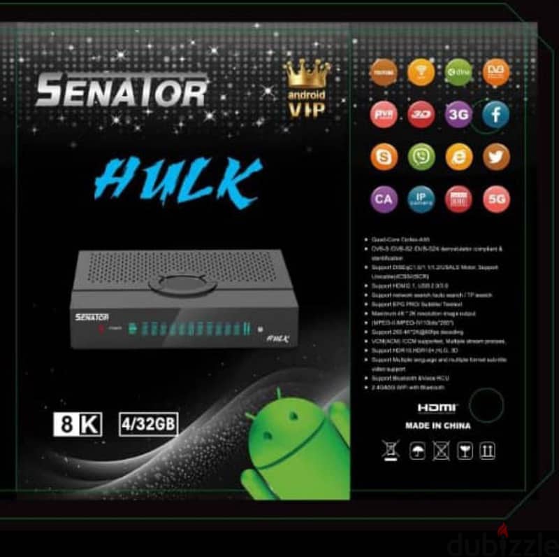 SENATOR HULK 2024, ANDROID HYBRID OTT BOX WITH S2 , FTA 4K/8K 1