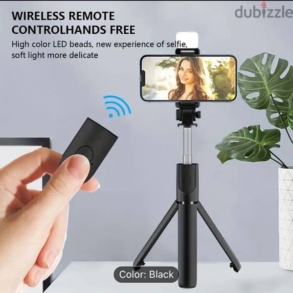 Wireless Selfie Stick Tripod With LED Fill Light, 3