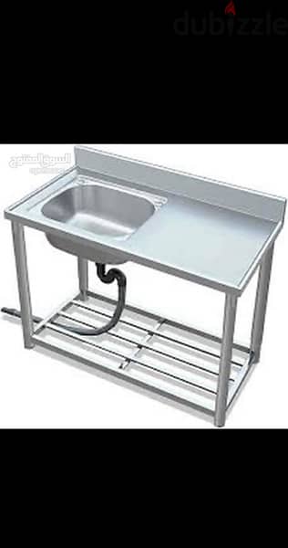 Stainless steel table and sink for restaurant kitchen -طاولة ومغسلة 1