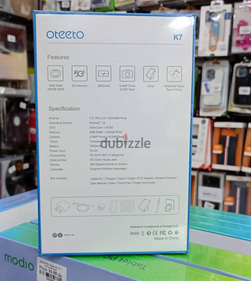 Oteeto Tablet K7 8GB Ram 256GB Storage - Brand New 1