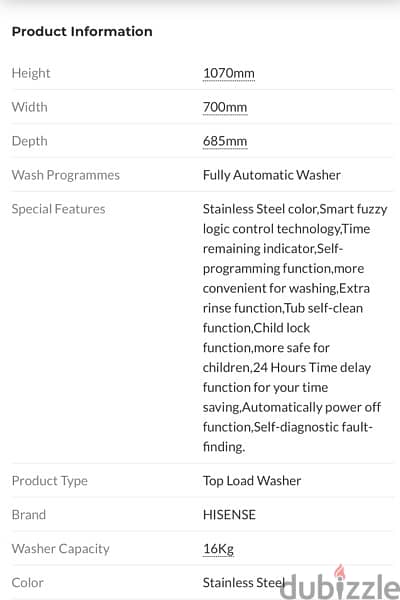 HISENSE TOP LOAD WASHING MACHINE