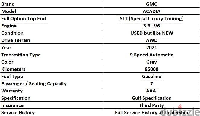 GMC Acadia 2021 3.6L V6 2021 (M) 98973162 2
