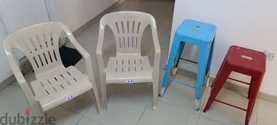 plastic chairs and iron stools for sale 0