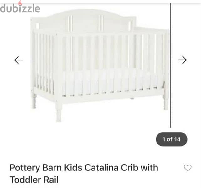 سرير لطفل حديث الولادة + خزانة جانبية من محل Pottery barn كالجديدة 0