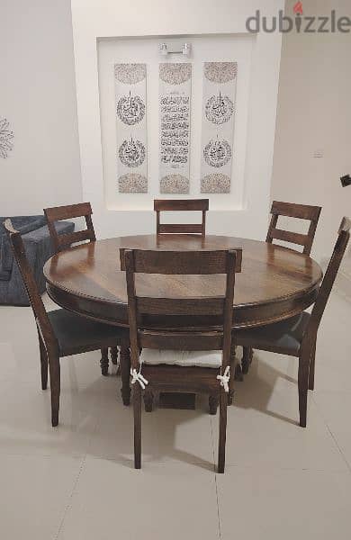 heavy wood dining table with 6 chairs 0