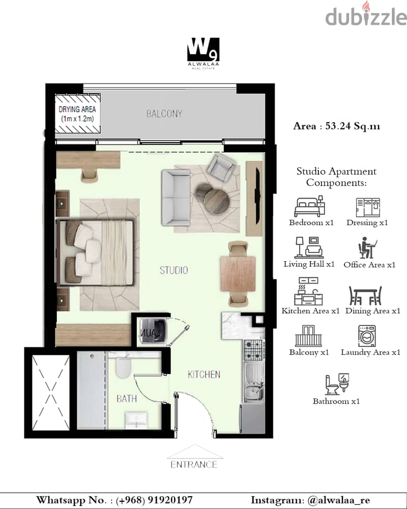 STUDIO APARTMENT IN MUSCAT! FREEHOLD 1