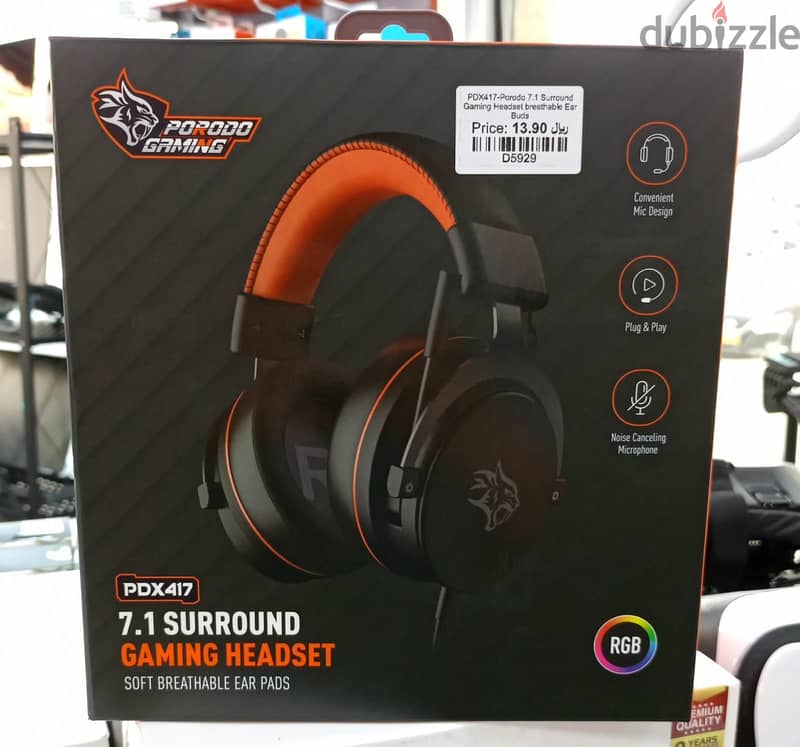 Porodo 7.1 Surround Gaming Headset Breathable Ear Buds 0