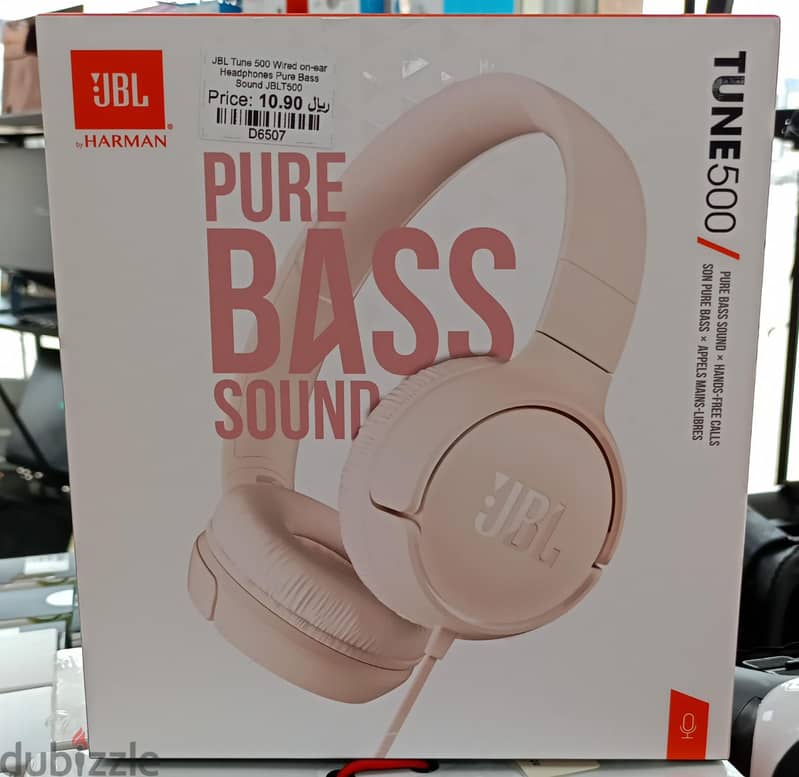 JBL TUNE 500 Wired On Ear Headphones Pure Bass Sound JBLT500 0