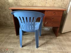 Used Study table with plastic chair