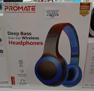 Promate Deep Bass Over- Ear Wireless Headphones