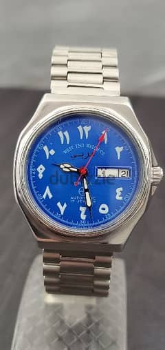 WEST END WATCH SOWAR MILITARY AUTOMATIC ETA MOVEMENT ARABIC BLUE DIAL