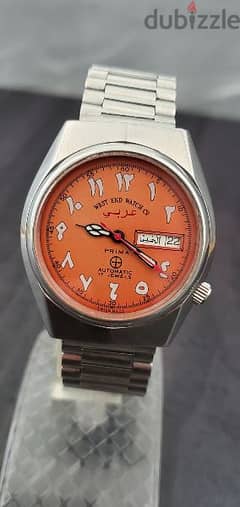 WEST END WATCH SOWAR MILITARY AUTOMATIC ETA MOVT ARABIC ORANGE DIAL