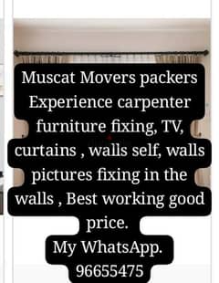 curtains fixing and frame photos,  furniture. TV