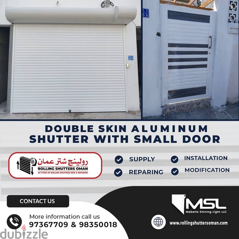 Double Skin Aluminum Automatic Rolling Shutter with Small Door 0