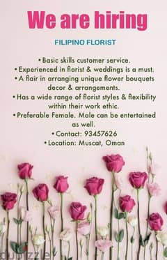 florist required  urgently for my shop