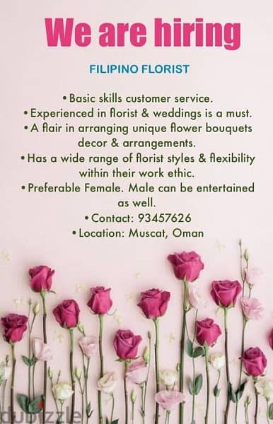 florist required  urgently for my shop