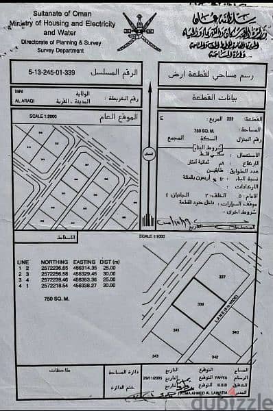 أرض سكنية مساحة 750 م٢ للبيع 1