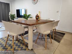 HOMES R US Dining Table Set (6 Chairs + Table)