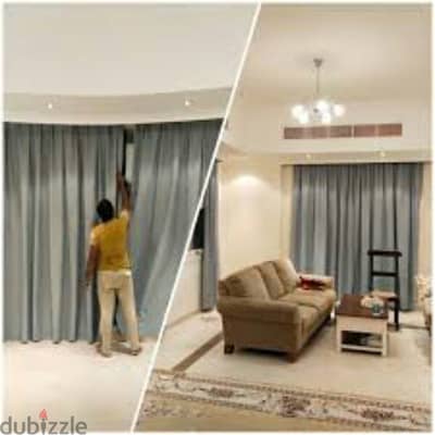 fix curtain and TV stands frame photo mirrors all type