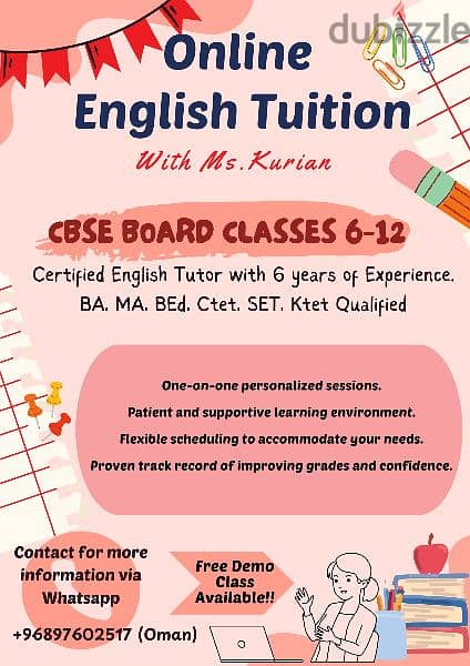 Contact for Online English Tuition for CBSE 6 - 12 0