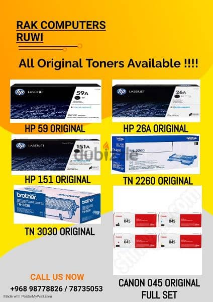 all types of  printers  toners cartridges available 0