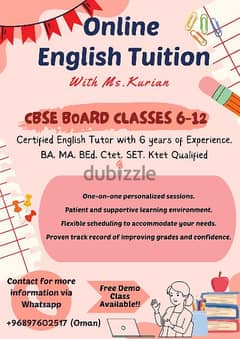 Contact for Online English Tuition for CBSE 6 - 12 0