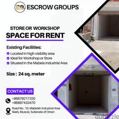 STORE OR  WORKSHOP SPACE FOR RENT