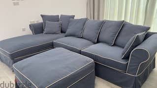 Blue corner sofa set